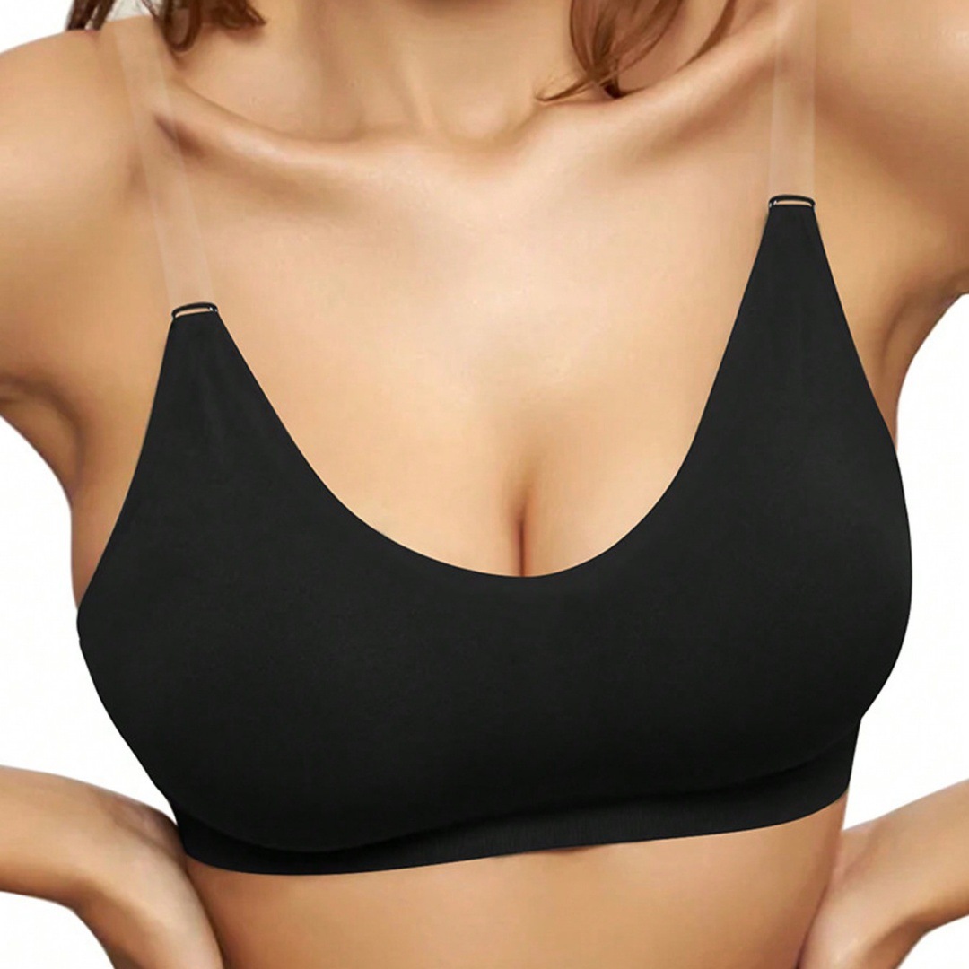 Bra transparente transfronterizo sin cinturón de hombro sin anillo de acero delgado sujetador de pecho anti-caída de espalda ajustable ropa interior