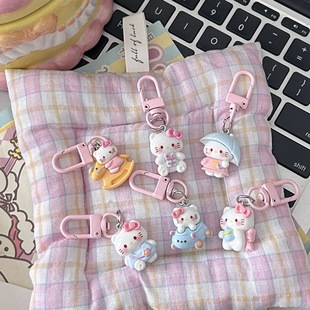 Varied pink kt key chain cute cartoon girl heart sweet pendant couple girlfriends accessories gift gift