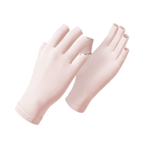New manicure sunscreen gloves for women, hyaluronic acid skin-friendly breathable driving anti-UV ice silk gloves MJ04