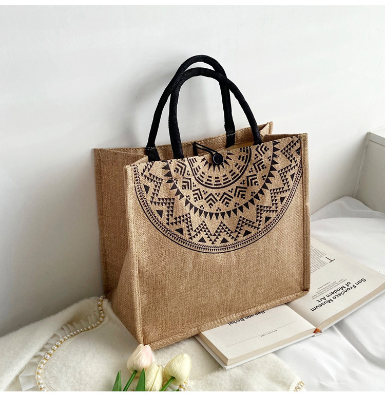 Foreign trade women's bag, cross-border linen handbag bag, 2021 Korean version composite jute cloth bag, fashionable single-shoulder shopping bag undefined