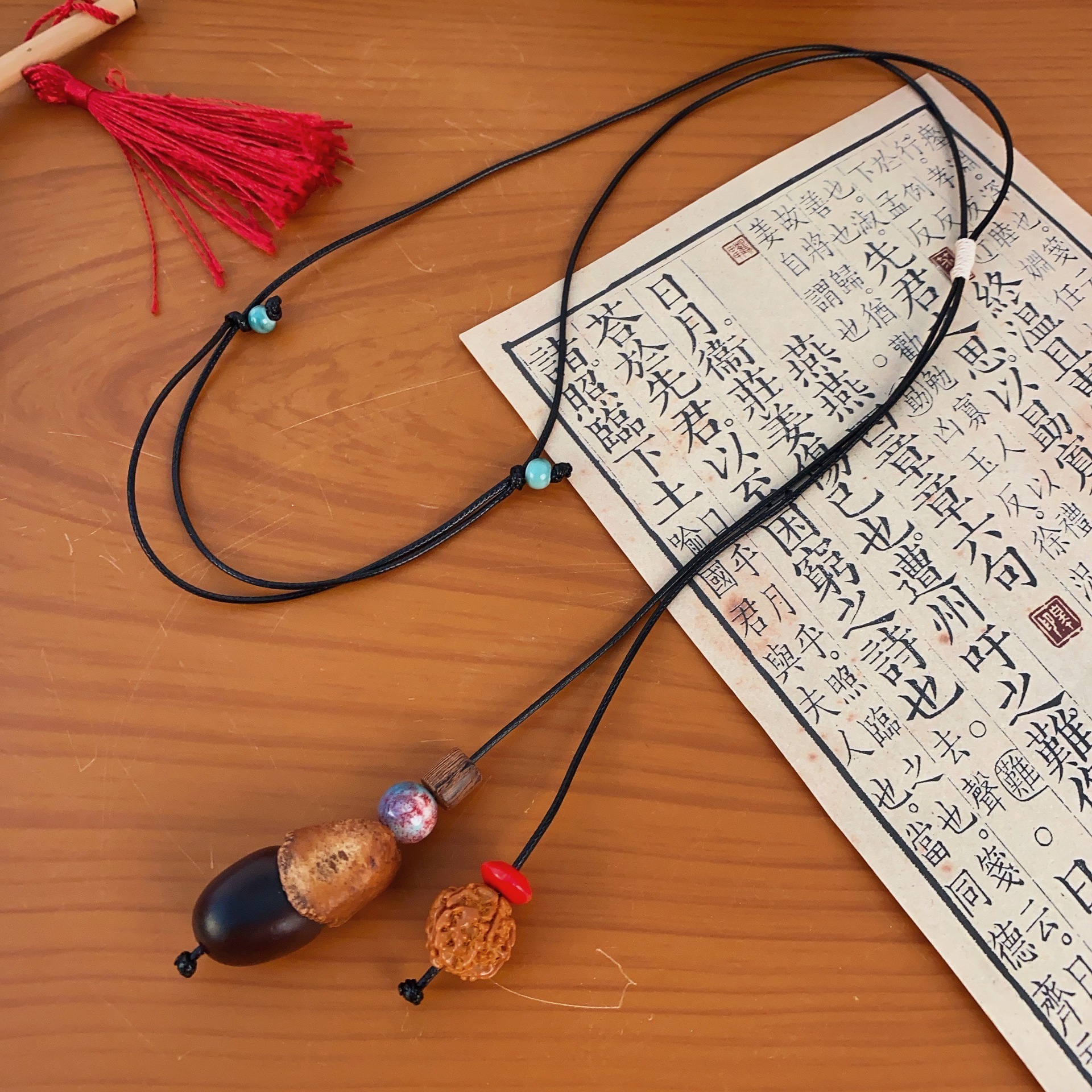 Burmese eggplant fruit pendant necklace