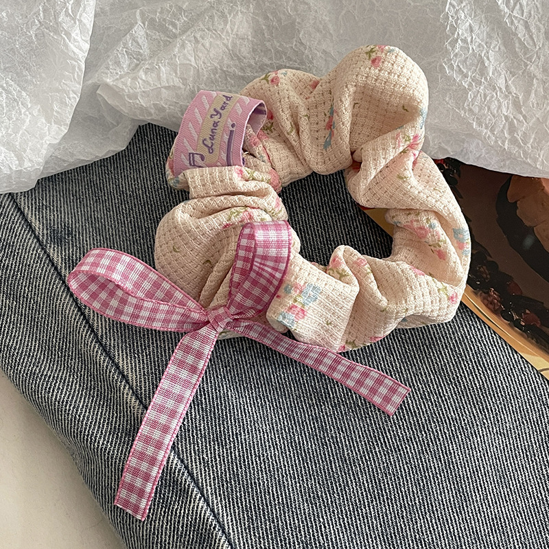 Pequeño, fresco y dulce, lazo para el cabello de intestino grueso, linda cuerda para el cabello a cuadros, atmósfera coreana, cuerda para el cabello, tocado de goma