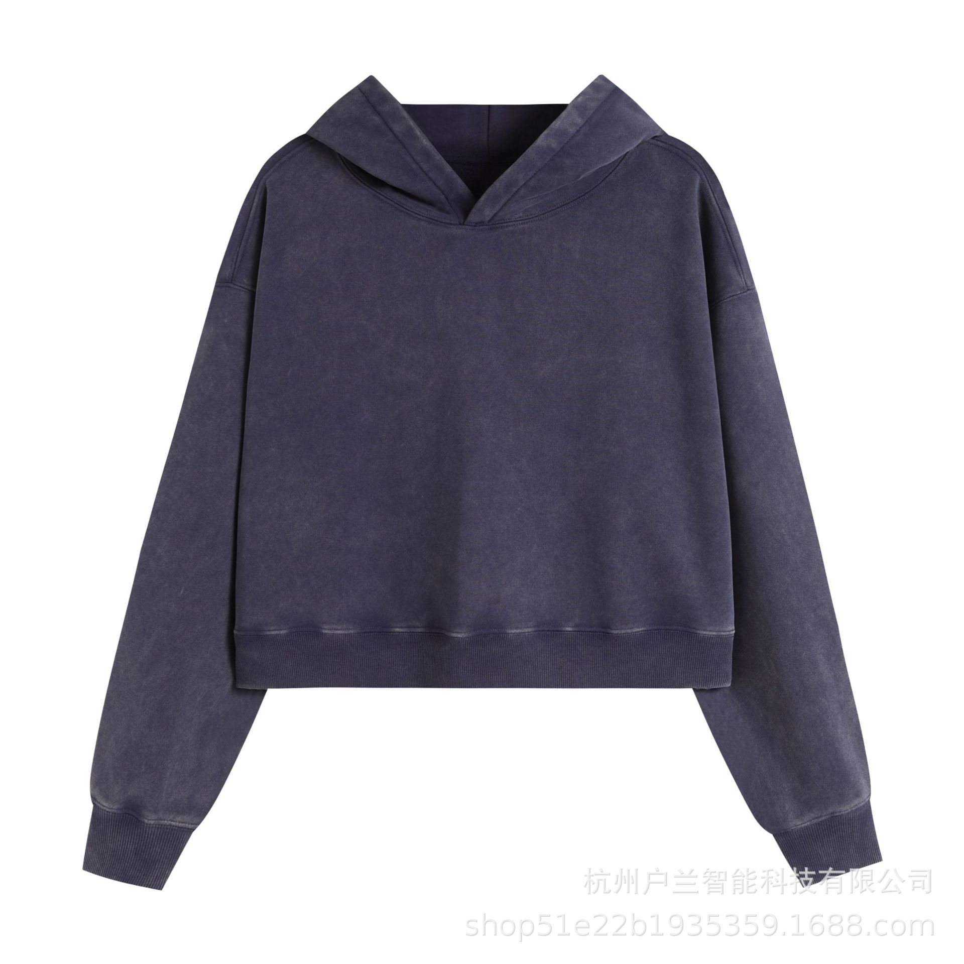 Women's 400g brushed distressed hoodie navy blue