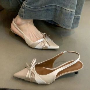 French-Style Lazy Versatile Pointed-Toe Stiletto High Heels 2025 New Height-Increasing Slimming Closed-Toe Backless Sandals