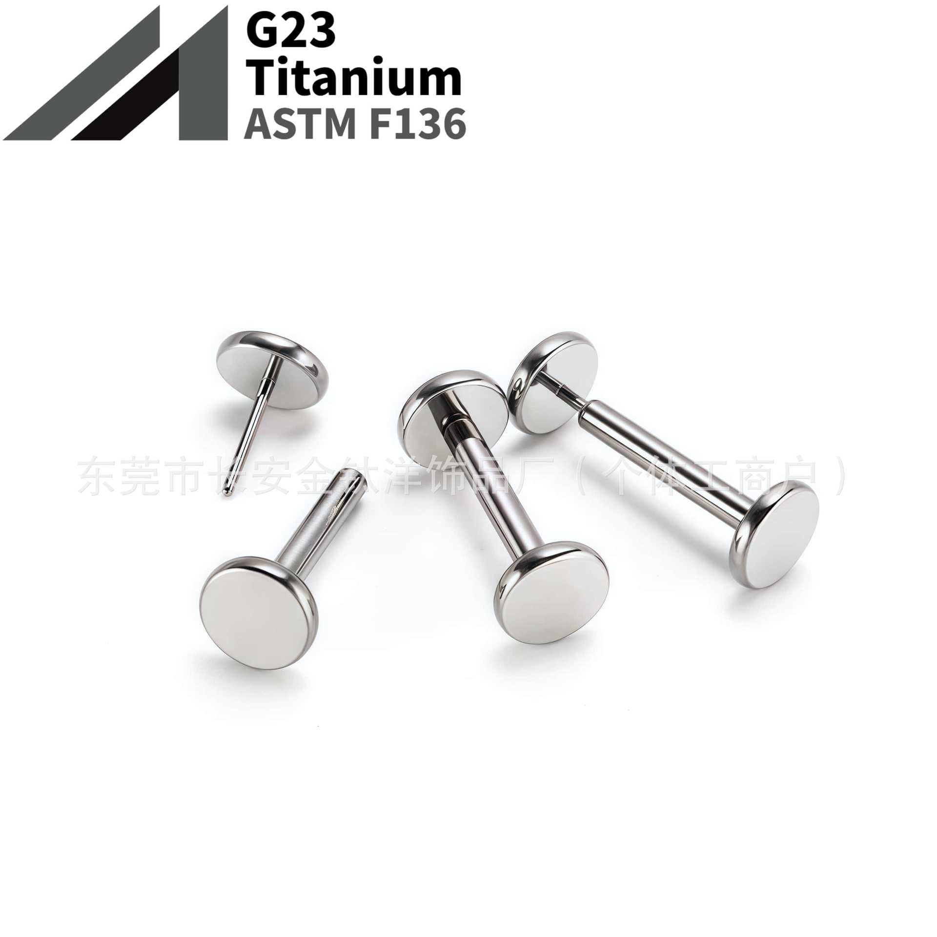 16G labret stud size and finish detail
