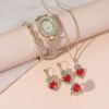 Swiss watch, set, bracelet, ruby pendant, earrings, ring with stone