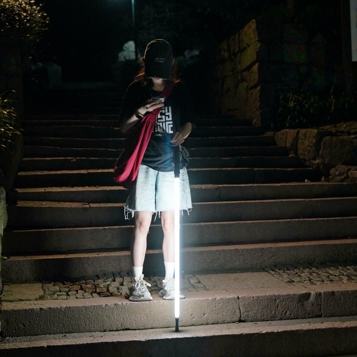 Leuchtende professionelle Nachtkletterausrüstung Spazierstock Ultraleichte Beleuchtung Wandern Reisen Bequem_voghion.com