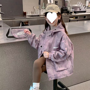 Girls' Spring and Autumn Dirty Clothes Hooded Jacket 2025 New Coat Korean Style Trendy Cool Jacket for Older Children
