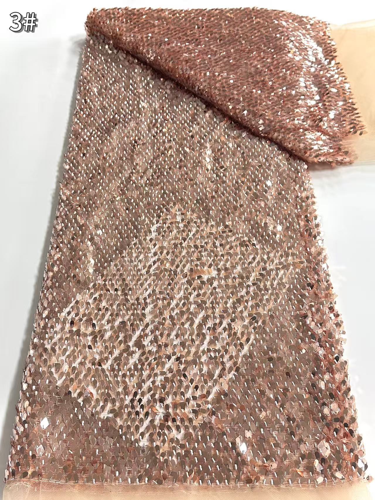 African Beaded Lace Fabric Lentejuelas bordado de lentejuelas tela de malla de escamas de la industria pesada