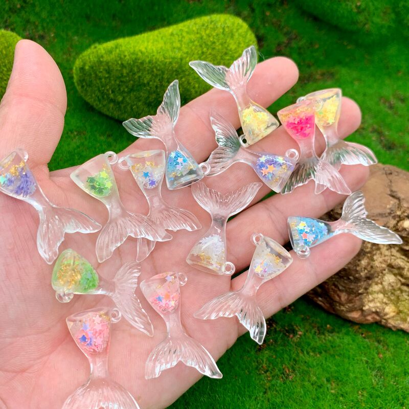 New Luminous Ocean Series Mermaid Tail Pendant diy Cream Glue Hairpin Earrings Keychain Jewelry Accessories