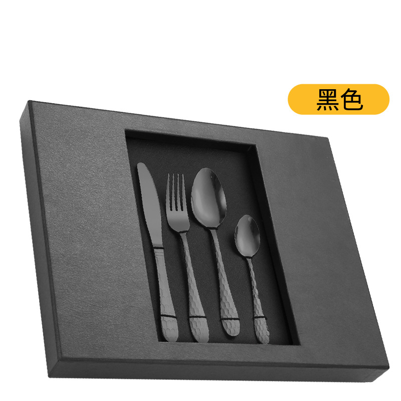 Cuchilleras de acero inoxidable 24 piezas de restaurante de hotel cuchillo y tenedor cucharas conjuntos conjuntos de caja de regalo de serie de cubo de agua transfronteriza