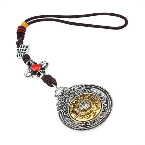 Nine Palace Eight Trigrams Hand Pendant with Rotating Twelve Zodiac Signs for Year of Birth, Tibetan Ethnic Style, Eight Auspicious Symbols, Unisex Hanging Ornaments