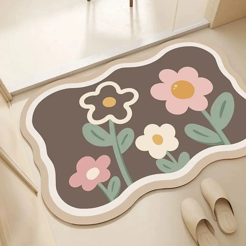 Fresh and Simple Diatomaceous Earth Floor Mat, Water-Absorbent and Quick-Drying Bathroom Non-Slip Mat, Dirt-Resistant and Easy to Clean Door Mat
