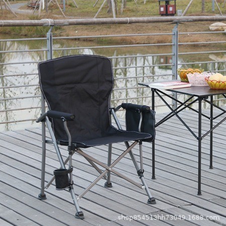 Silla plegable al aire libre, silla de director de camping portátil sin conductor, respaldo grueso, silla de pesca de herradura en la playa