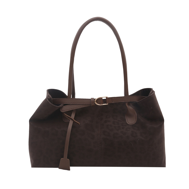 Invierno de piel de ciervo bolso de piel de ciervo bolso de mujer 2025 nuevo retro bolso de mano leopardo de gran capacidad de viaje de hombro