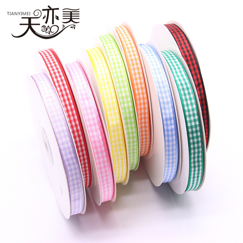Tianyi Mei 1cm cinta a cuadros al por mayor cinta escocesa 50 yardas/rollo embalaje de regalo cinta de color completo