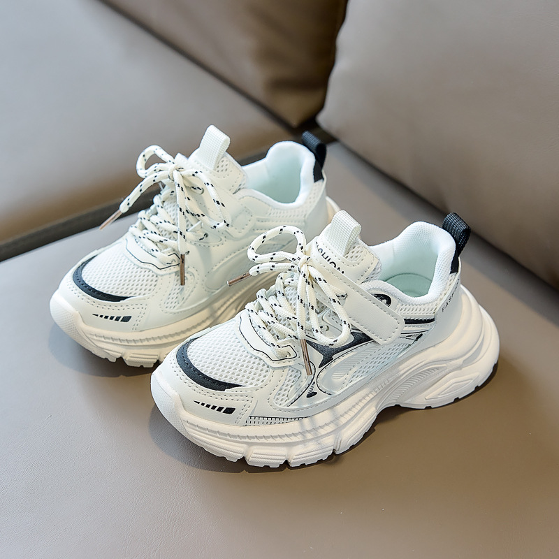 Hombres y niñas zapatos de papá 2026 primavera blanco para niños transfronterizos transpirables zapatos deportivos casuales de estudiantes ecológicos
