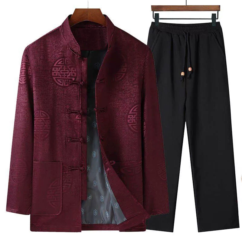 Новая одежда Тан для мужчин среднего и пожилого возраста Пальто для пап Одежда для пожилых людей Дедушка в китайском стиле Весенняя и осенняя одежда для стариков Костюм в китайском стиле