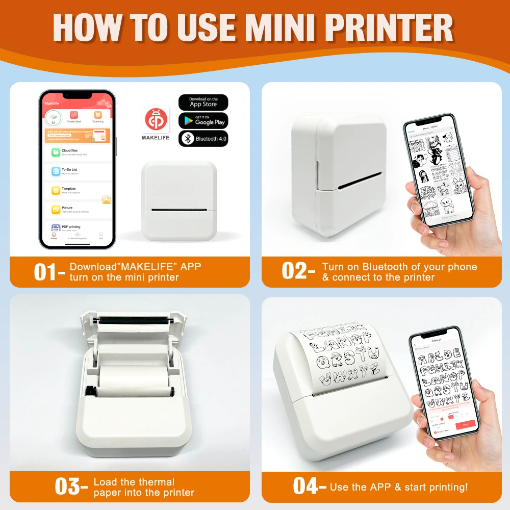 S2MiniinklessprinterforIOSandAndroid mini printer barcode barcode machine