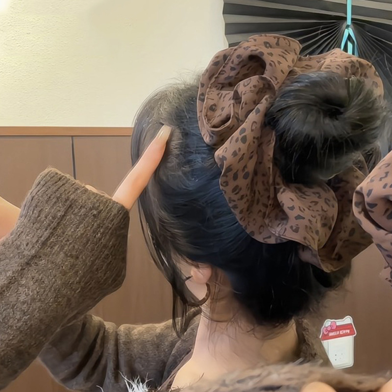 豹纹大肠发圈~早秋新款！甜酷y2k辣妹超大号低马尾发绳头绳发饰女|undefined