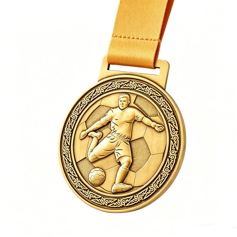 Fabricantes de metal cuello medalla de fútbol escuela medallas de premios al por mayor eventos deportivos medallas transfronterizas