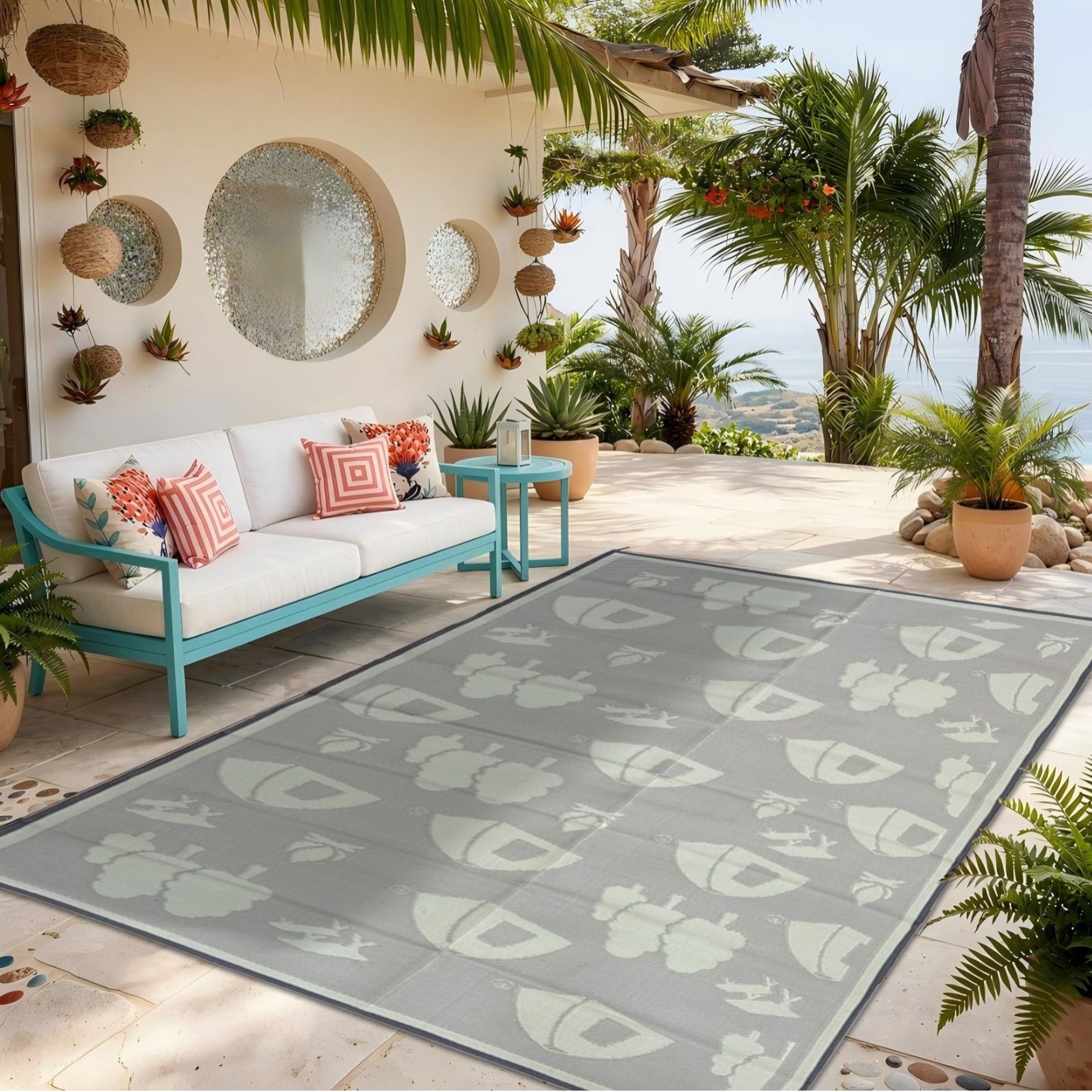 Inventario 2x3m gran tamaño paja de plástico césped picnic al aire libre alfombra de piso PP tubo lavable fácil de limpiar playa