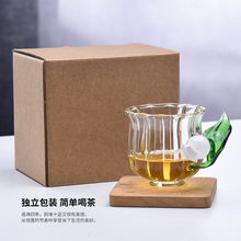 创意玻璃铃兰茶杯家用玻璃水杯条纹玻璃茶具厂家品茗杯子批发