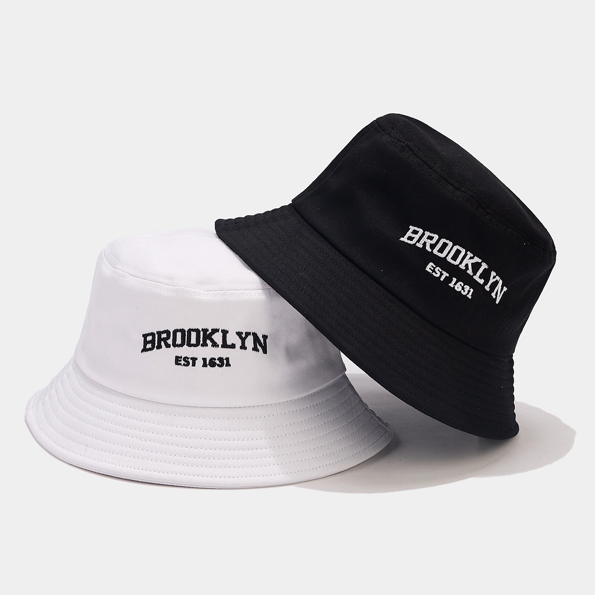 Sombrero de cuenca de Brooklyn para mujer, sombrero de sombra bordado de letras simples de moda para hombre, sombrero de pescador plegable de todo fósforo retro