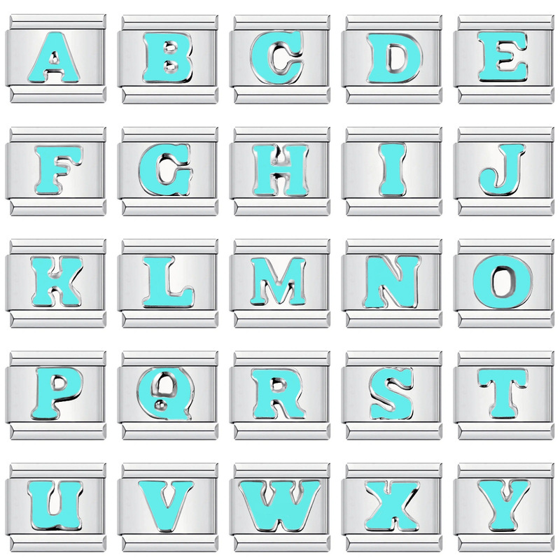 Modular bracelet DIY watch strap with sky blue letters, original design diy Italian Charms Bracelet Modular bracelet DIY watch strap with sky blue letters, original design diy Italian Charms Bracelet