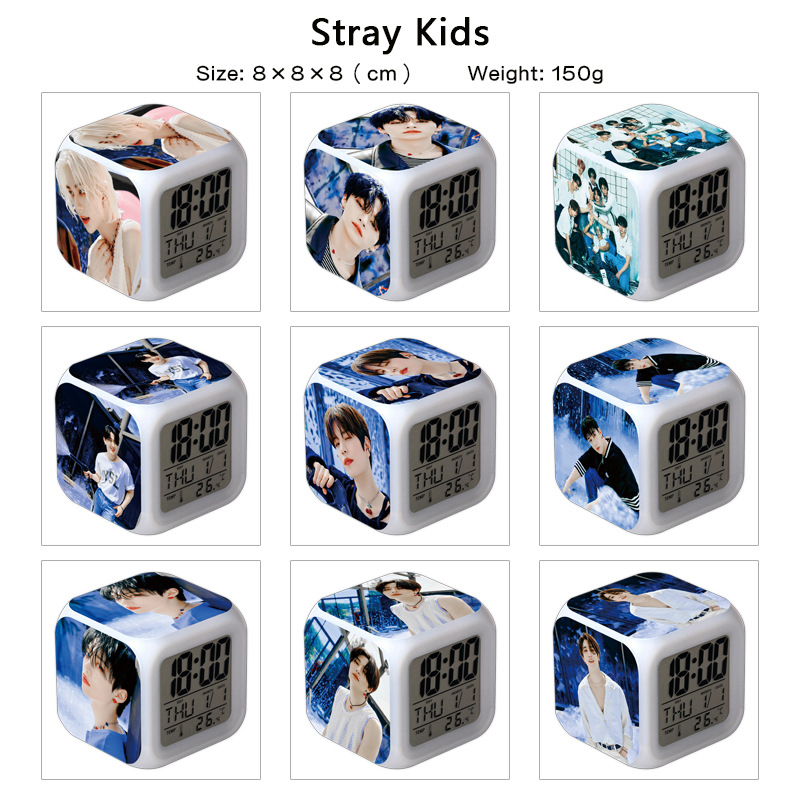 straykids star peripheral alarm clock animation alarm clock colorful luminous night light student alarm clock night light bedside clock