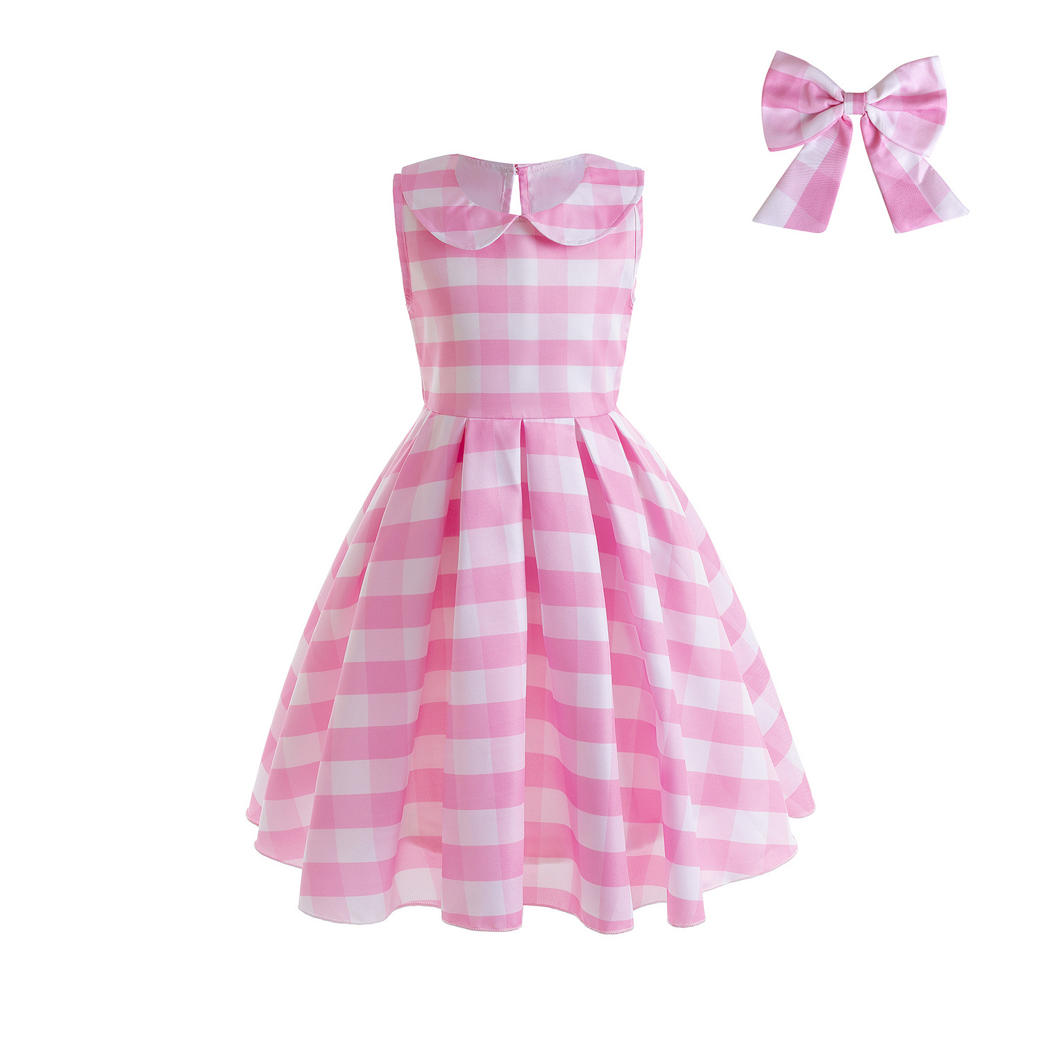 2023 transfronteriza Venta caliente Barbie vestido Cosplay real Barbie mismo vestido a cuadros dulce niños