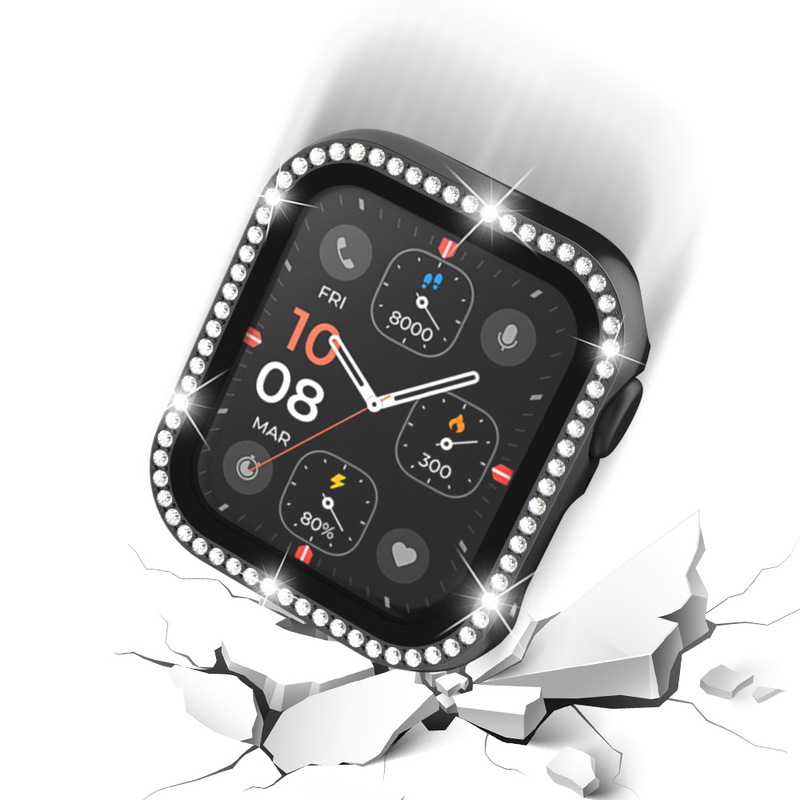 Electroplated single-row diamond-encrusted case for Apple Watch Series 10 single-diamond integrated protective case Electroplated single-row diamond-encrusted case for Apple Watch Series 10 single-diamond integrated protective case
