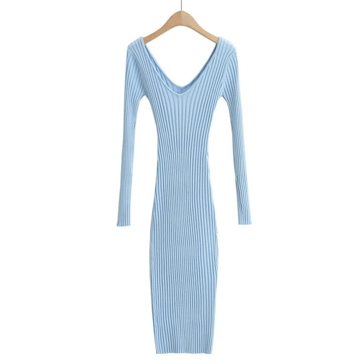 elastic slim-fit knitted dress NSLD24041