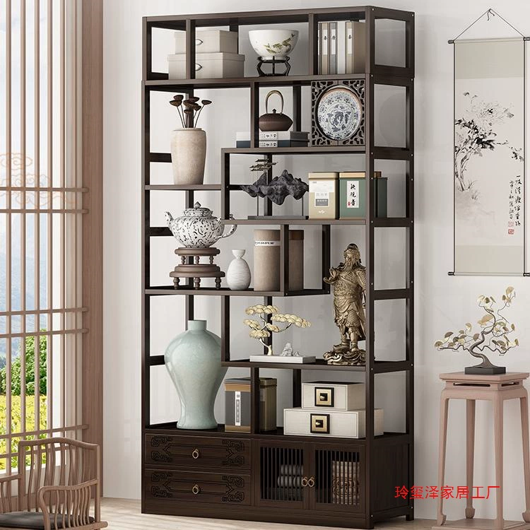 Новый шкаф из цельного дерева в китайском стиле, многосокровенный шкаф, чайная полка, витрина, шкаф для украшений, чайная комната, чайный набор, чайный шкаф, полка для хранения.