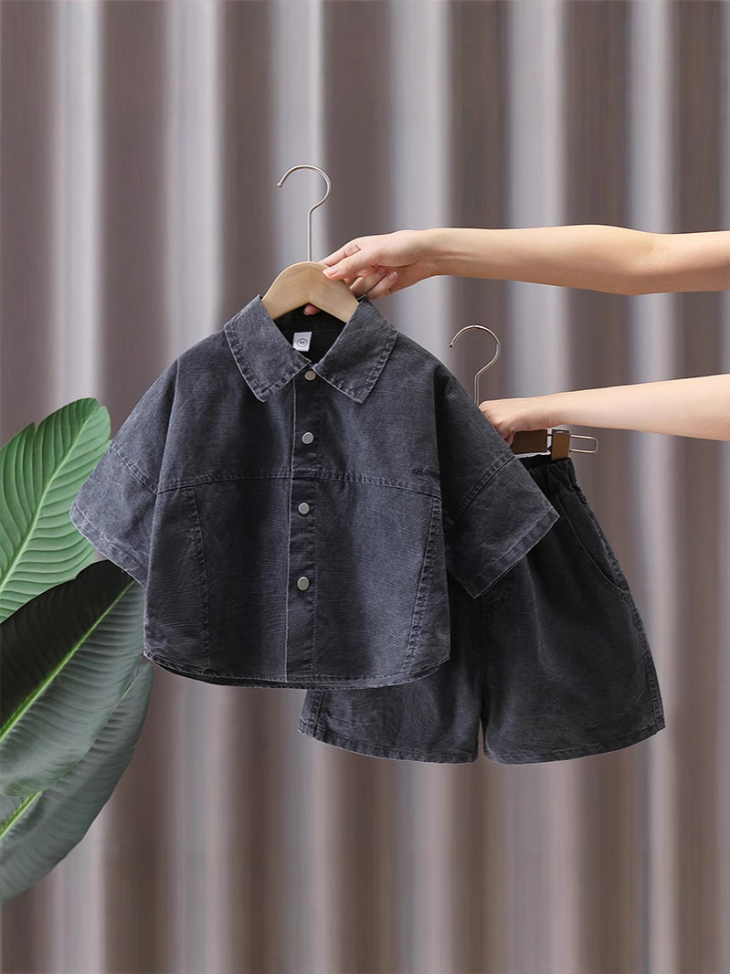 7364 traje de manga corta para niños verano 2025 nuevo estilo estilo occidental ropa para niños coreanos camisa de verano de dos piezas verano