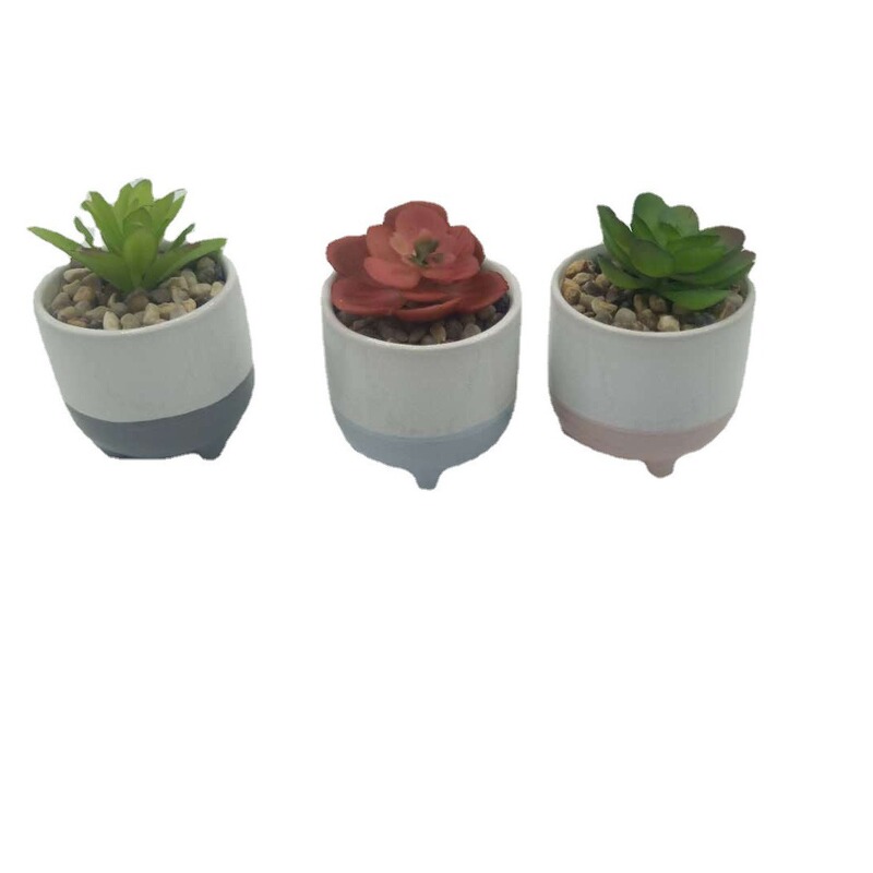 Self-Produced and Sold: 4 Types of Succulent Imitation Stone-Pattern Flower Pots, Ceramic Combination Set, Small Fresh Style Succulent Plant Handmade Flower Pots