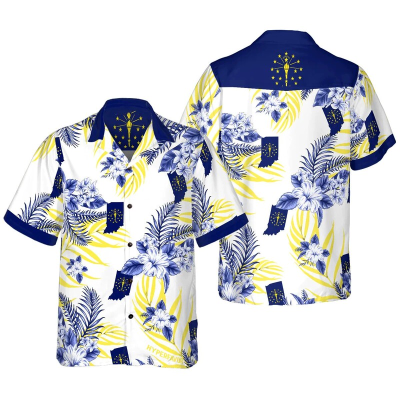 2025 European and American Cross-border Independent Station New Fashion Casual Indiana Pride Hawaiian Shirt