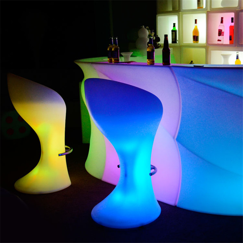 LED iluminado silla de bar creativo taburete alto movimiento combinación de piso mesa y silla al aire libre cóctel al aire libre image 4