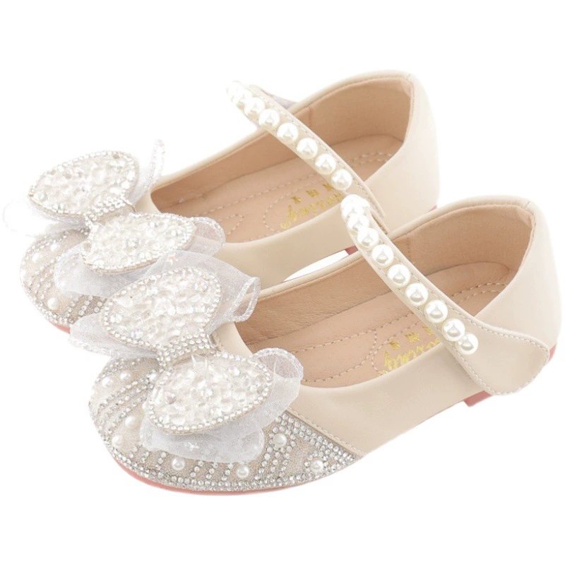 Обувь принцессы для девочек весна и осень 2023 новые туфли с кристаллами на мягкой подошве детская кожаная обувь Aisha детская обувь на плоской подошве