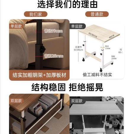 Mesa de cama elevadora móvil dormitorio de estudiantes mesa de estudio escritorio escritorio de escritorio escritorio de escritorio dormitorio escritorio de computadora pequeña mesa