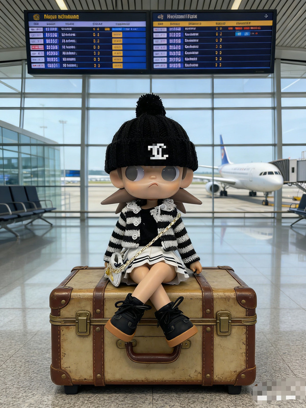 20cm Zsiga Doll Clothes Black Hat Black and White Coat Pleated Skirt White Chain Bag