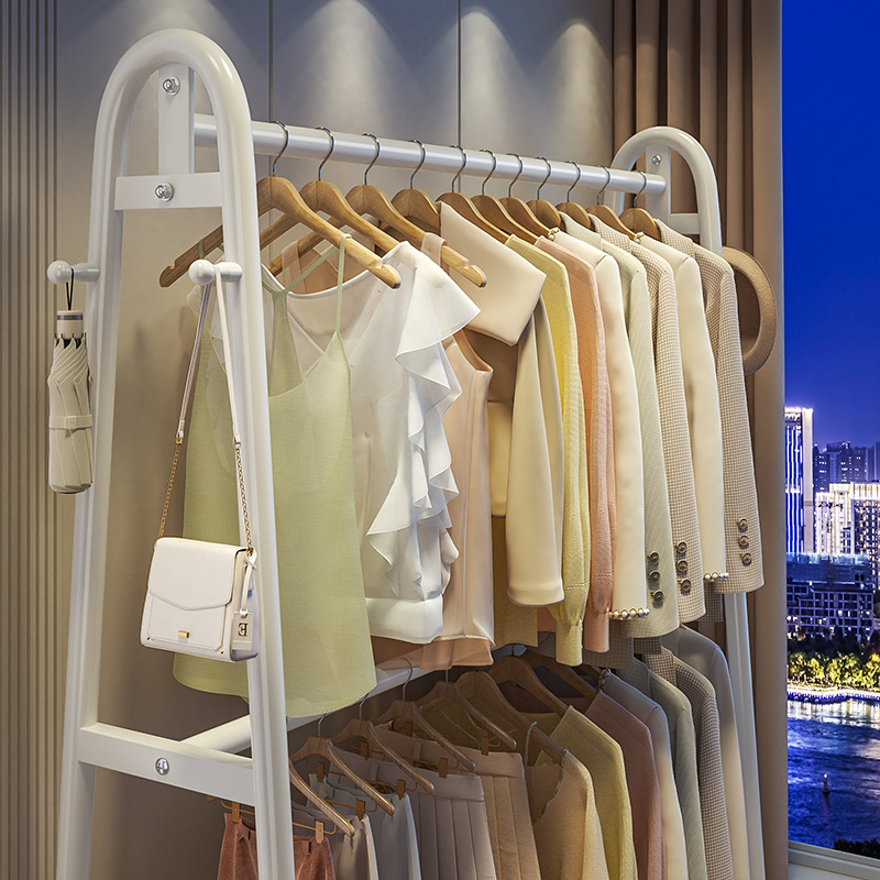 건조 랙 바닥 더블로드 가정용 의류 건조 막대 간단한 옷 랙 움직일 수있는 옷 걸이 랙 실내 의류 교수형 막대