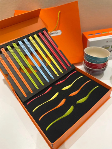 French LE CREUSET Cool Color Rainbow Chopsticks Household Dining Table Gift Box Ceramic Healthy Vibrant Tableware Set