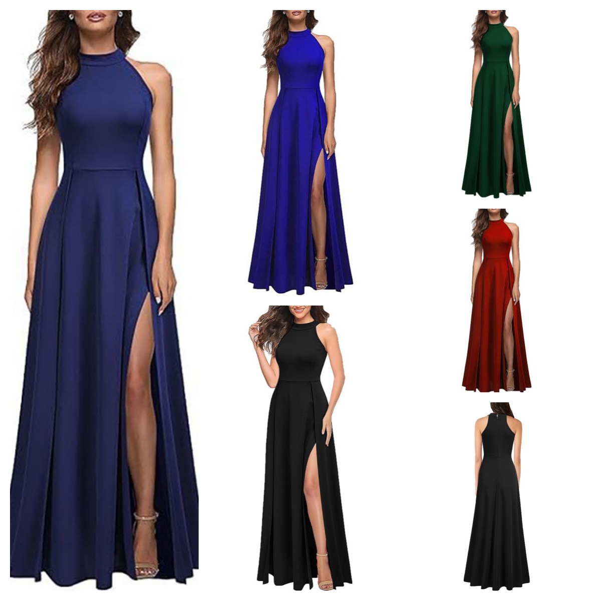 Women's Neck Sexy Evening Dress 2025 Summer Amazon Fashion Split Cocktail Dress Formal Dress