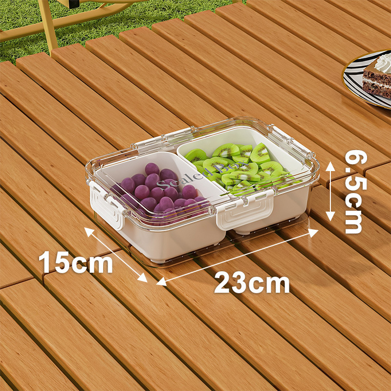 新鮮な箱の屋外のキャンプの春のピクニックの移動の小さい冷蔵庫の携帯の果物の弁当箱の食品は格別の収納箱を分けます。|undefined