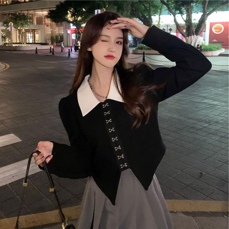 Puff Sleeve Waffle Shirt Women's Spring New Stylisness Design Sense Niche Contrast Color POLO Collar Chic Top Trendy Puff Sleeve Waffle Shirt Women's Spring New Stylisness Design Sense Niche Contrast Color POLO Collar Chic Top Trendy