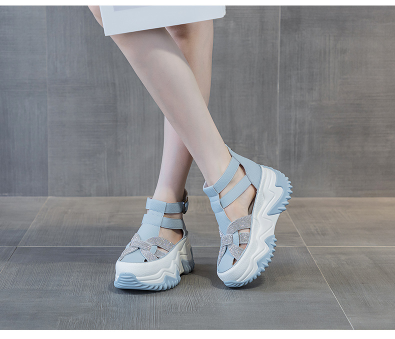 Sandal nữ đế giấu gót mùa hè 2026 khoét lỗ đính đá phong cách La Mã mũi kín — M2333 màu vàng, M2333 màu trắng, M2333 Màu Đỏ, M2333 màu xanh lam chi tiết 26