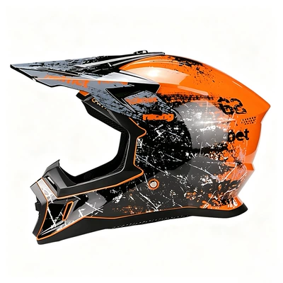 Motosiklet kaskı (dəbilqə) — Motorcycle All-Season Winter Rally Helmet - orange-floral-print-s-code-55-56