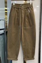 新品布厚秋冬季新款哈伦长裤女百搭显瘦时尚松紧腰工装休闲裤春