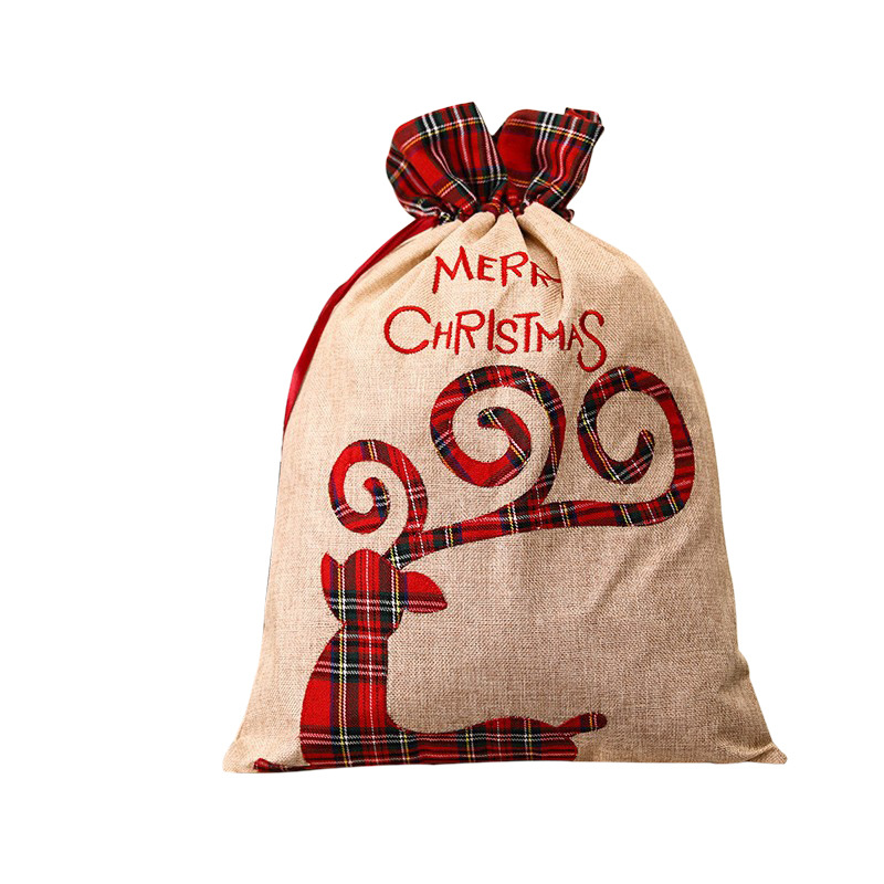 Bolsas de dulces de Navidad transfronterizas grandes lindas bolsas de regalos de Navidad bolsas de lona bolsas de mano de Navidad cuadrada